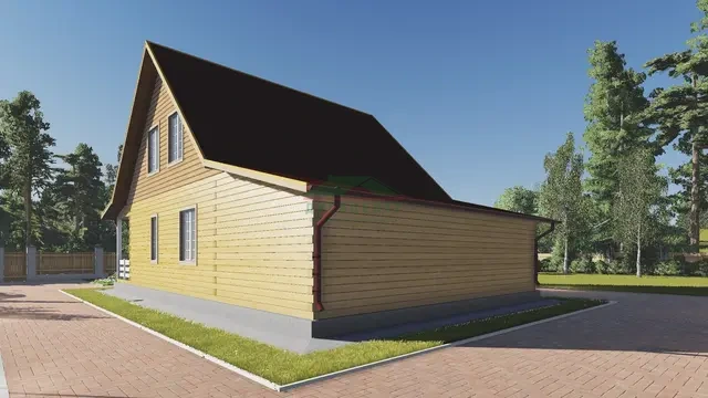 ДБ98 Проект дома из бруса с мансардой 8х9 м, ракурс 4 из 4