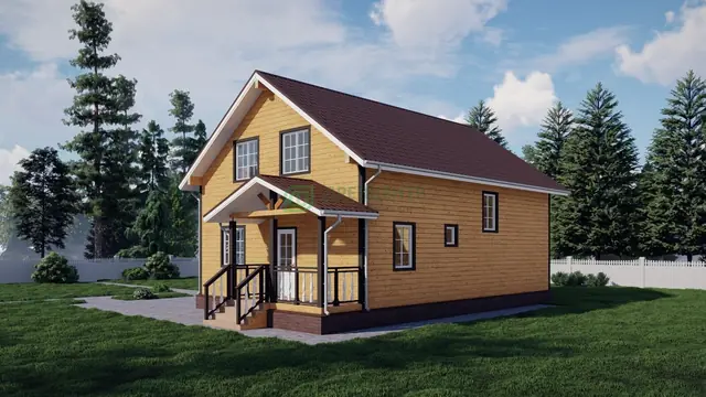 ДБ99 Проект полутораэтажного дома из бруса 10х11 м, ракурс 3 из 4