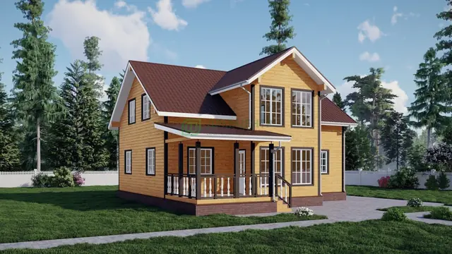 ДБ99 Проект полутораэтажного дома из бруса 10х11 м, ракурс 2 из 4