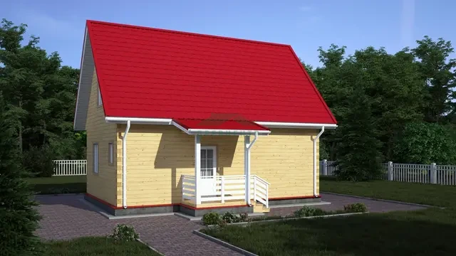 ДБ135 Проект дома из бруса с мансардой 6х9 м, ракурс 3 из 4