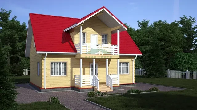 ДБ139 Проект дома из бруса с мансардой 7х10 м, ракурс 2 из 4