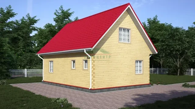 ДБ139 Проект дома из бруса с мансардой 7х10 м, ракурс 4 из 4