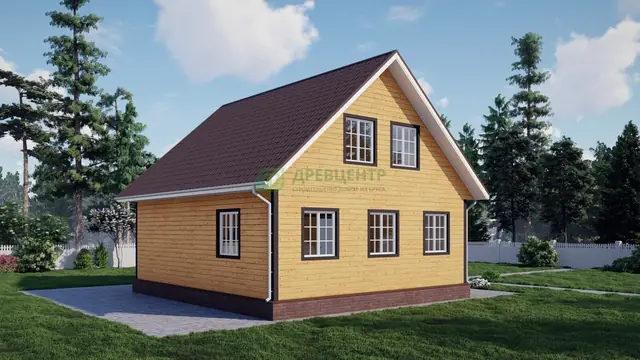 ДБ140 Проект дома из бруса с мансардой 8х9 м, ракурс 4 из 4