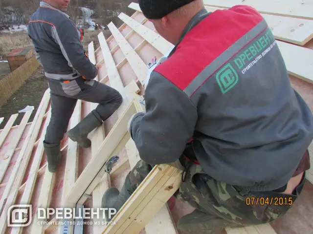 Строительство дома из профилированного бруса 145х145 мм по проекту ДБ 59 в Можайском районе, фото 14 из 32