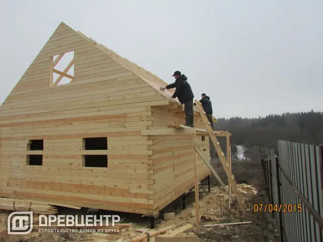 Строительство дома из профилированного бруса 145х145 мм по проекту ДБ 59 в Можайском районе, фото 9 из 32