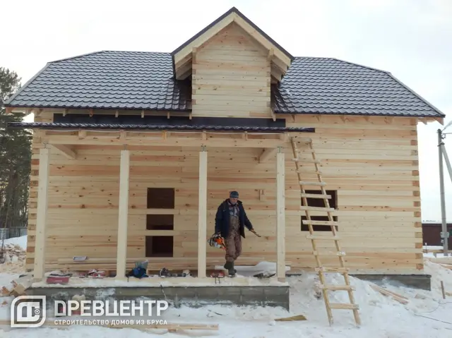 Строительство дома из бруса по проекту ДБ74 в Александровском районе, фото 10 из 16