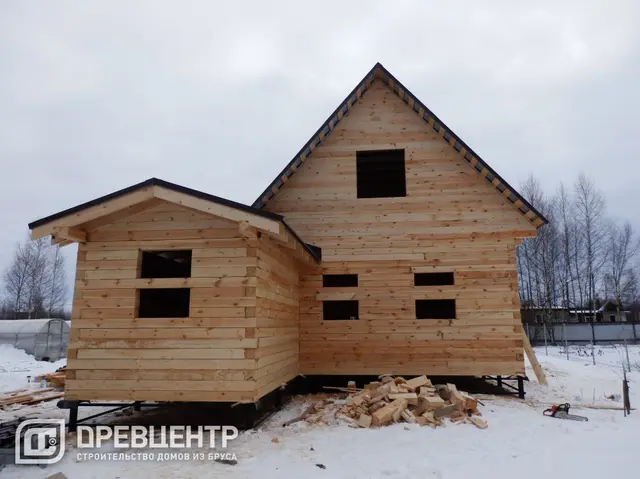 Строительство дома из бруса по проекту ДБ94 в Клинском районе МО, фото 13 из 17