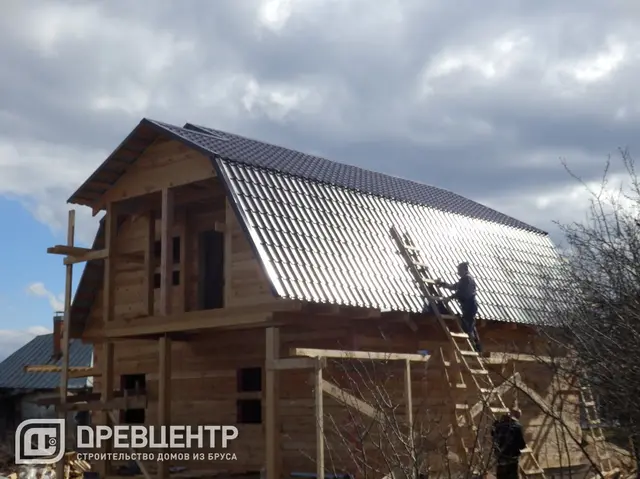 Строительство дома из бруса по проекту ДБ96 в Алексинском районе с обработкой антисептиком, фото 11 из 17