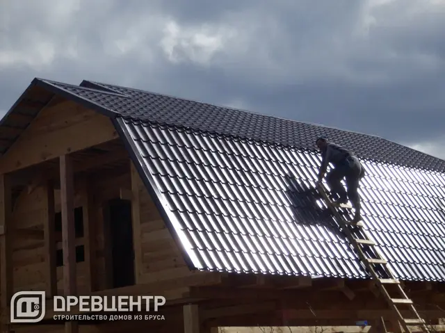 Строительство дома из бруса по проекту ДБ96 в Алексинском районе с обработкой антисептиком, фото 10 из 17