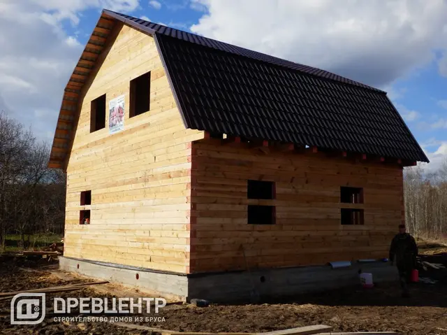 Строительство дома из бруса по проекту ДБ96 в Алексинском районе с обработкой антисептиком, фото 16 из 17