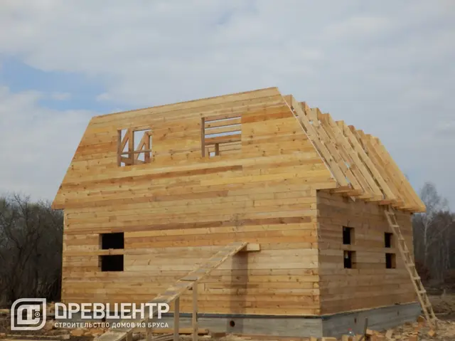 Строительство дома из бруса по проекту ДБ96 в Алексинском районе с обработкой антисептиком, фото 8 из 17