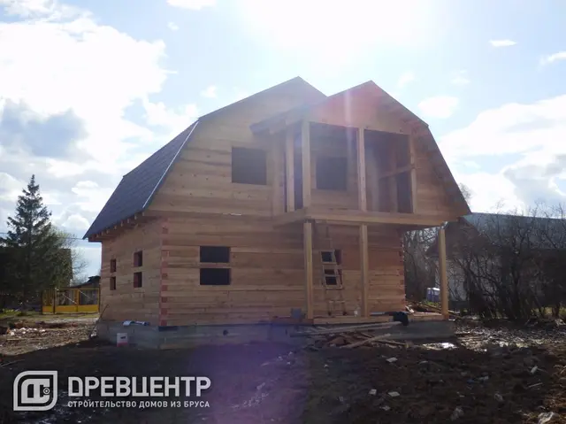 Строительство дома из бруса по проекту ДБ96 в Алексинском районе с обработкой антисептиком, фото 14 из 17