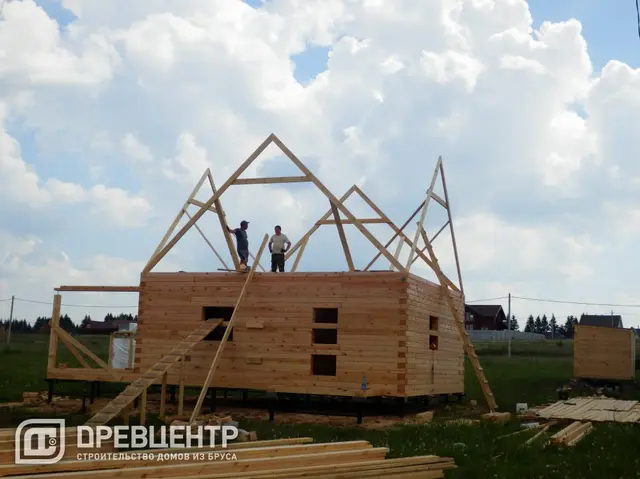 Строительство дома из бруса по проекту ДБ31 в Боровском районе Калужской области, фото 11 из 24