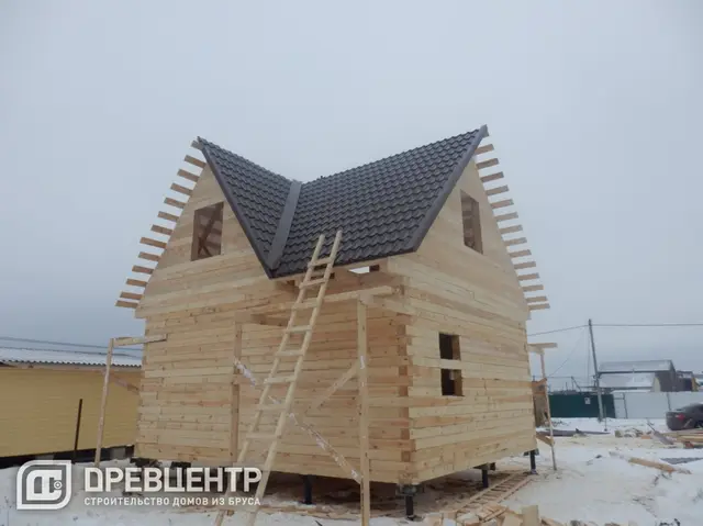 Строительство дома из бруса по проекту ДБ 9 в Чеховском районе д.Шарапово, фото 7 из 11