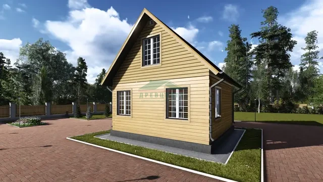 ДБ39 Проект дома из бруса с мансардой 6х6 м, ракурс 4 из 4