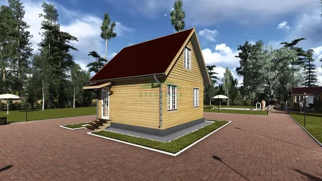 ДБ39 Проект дома из бруса с мансардой 6х6 м, ракурс 2 из 4