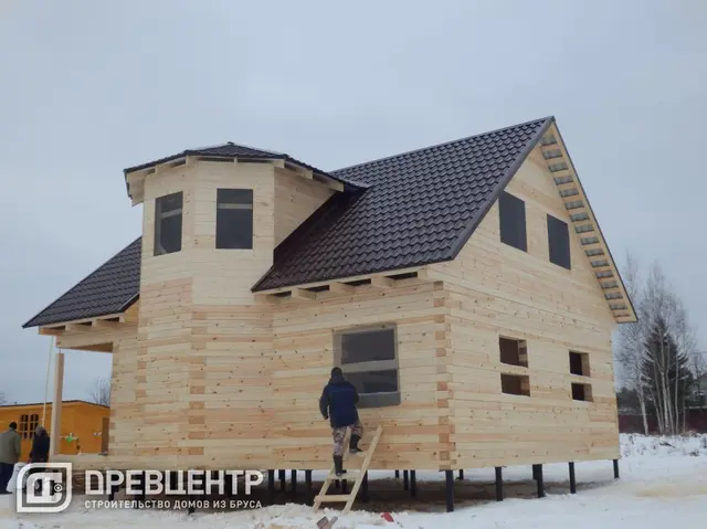 Строительство дома из бруса по проекту ДБ 62 в Волоколамском районе д. Рождественно, фото 12 из 13