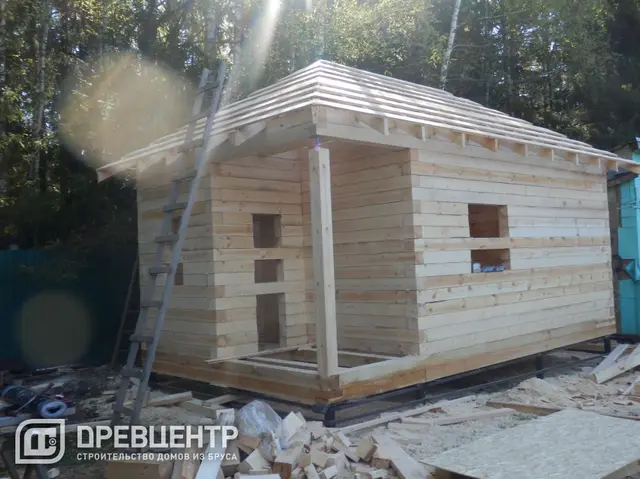Строительство бани из бруса по проекту Б2 в Солнечногорском районе д.Радумля, фото 9 из 15