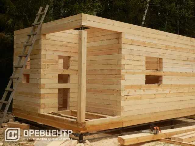 Строительство бани из бруса по проекту Б2 в Солнечногорском районе д.Радумля, фото 8 из 15