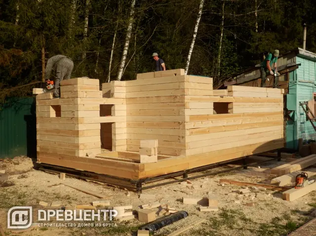 Строительство бани из бруса по проекту Б2 в Солнечногорском районе д.Радумля, фото 7 из 15