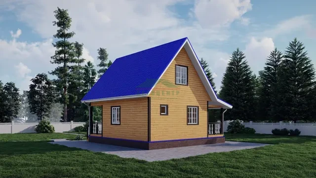 ДБ5 Проект дома из бруса с мансардой 6х6 м, ракурс 3 из 4