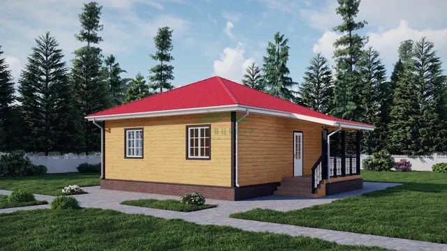 ДБ8 Проект одноэтажного дома из бруса 8х8 м, ракурс 2 из 4