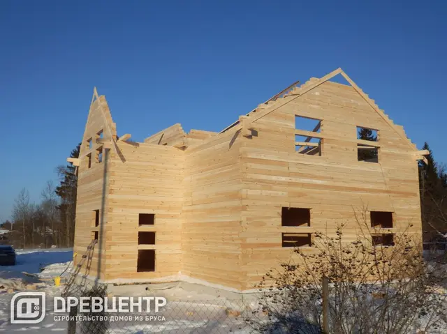 Строительство дома из бруса в полтора этажа в Волоколамском районе д.Клишино, фото 8 из 22