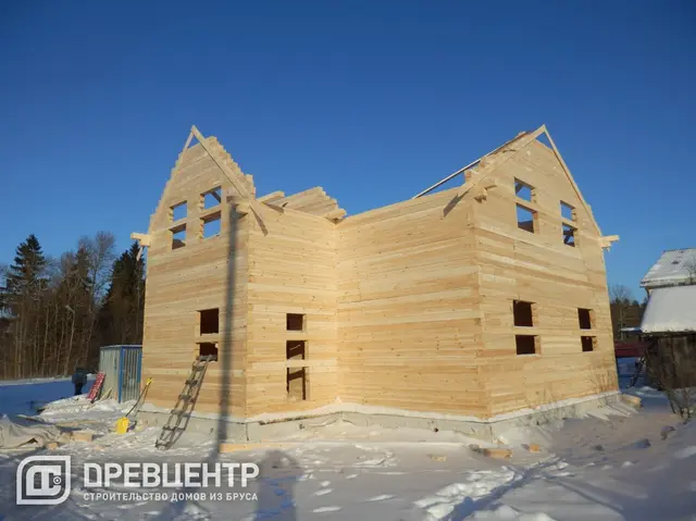 Строительство дома из бруса в полтора этажа в Волоколамском районе д.Клишино, фото 7 из 22