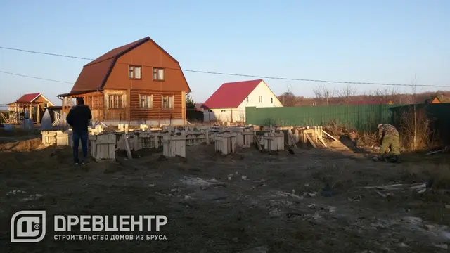 Строительство фундамента под дом из бруса по проекту ДБ 32, фото 11 из 13