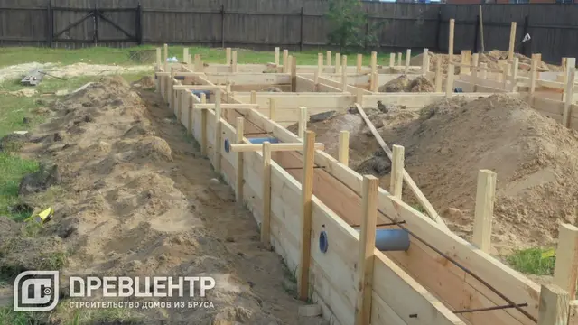 Строительство фундамента под дом из бруса по проекту ДБ 35, фото 9 из 13