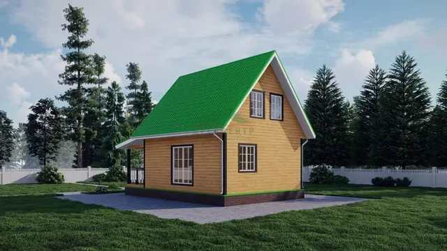 ДБ2 Проект дома из бруса с мансардой 6х7 м, ракурс 2 из 4