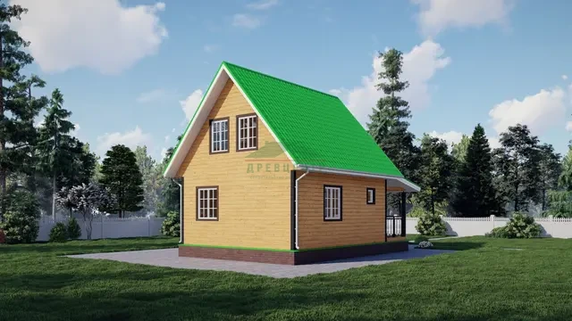 ДБ2 Проект дома из бруса с мансардой 6х7 м, ракурс 4 из 4