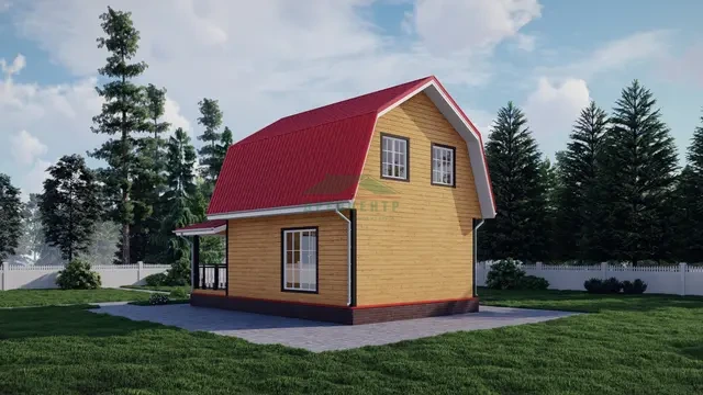 ДБ3 Проект дома из бруса с мансардой 6х7 м, ракурс 3 из 4