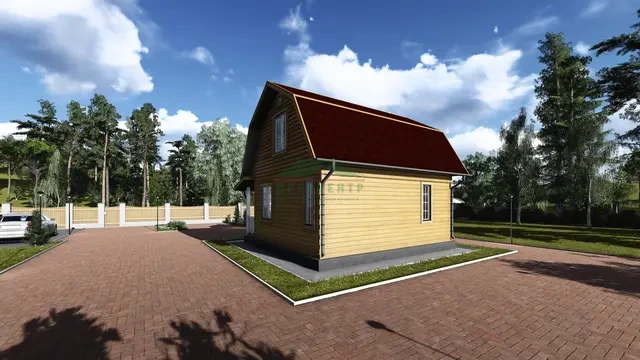 ДБ60 Проект дома из бруса с мансардой 6х7 м, ракурс 4 из 4