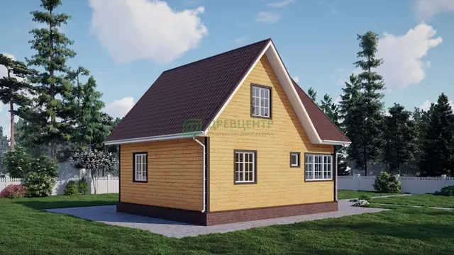 ДБ87 Проект дома из бруса с мансардой 7х8,5 м, ракурс 4 из 4