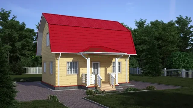 ДБ147 Проект дома из бруса с мансардой 6х8 м, ракурс 1 из 4
