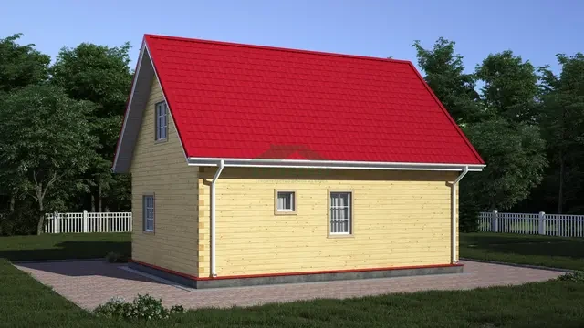 ДБ148 Проект дома из бруса с мансардой 6х9 м, ракурс 3 из 4
