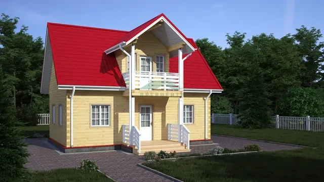 ДБ148 Проект дома из бруса с мансардой 6х9 м, ракурс 1 из 4