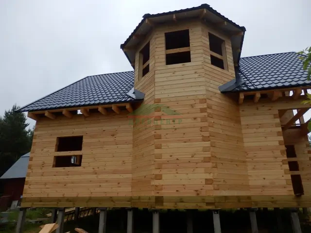 Строительство дома из бруса по проекту ДБ62 в Озерском районе СНТ "Бриг", фото 12 из 15